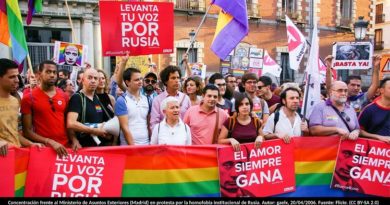 Concentración frente al Ministerio de Asuntos Exteriores (Madrid) en protesta por la homofobia institucional de Rusia. Autor: gaelx, 20/04/2006. Fuente: Flickr. (CC BY-SA 2.0)