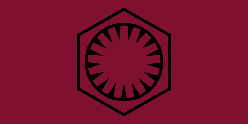  Recreación de la bandera de la Primera Orden de la saga de ficción Star Wars. Autor: Jacobo Lanzer, 18/09/2018. Fuente: Wikimedia Commons / CC BY-SA 3.0