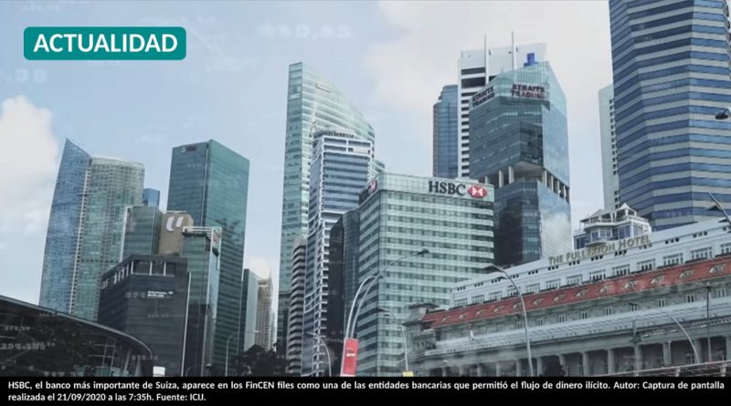 HSBC, el banco más importante de Suiza, aparece en los FinCEN files como una de las entidades bancarias que permitió el flujo de dinero ilícito. Autor: Captura de pantalla realizada el 21/09/2020 a las 7:35h. Fuente: ICIJ.