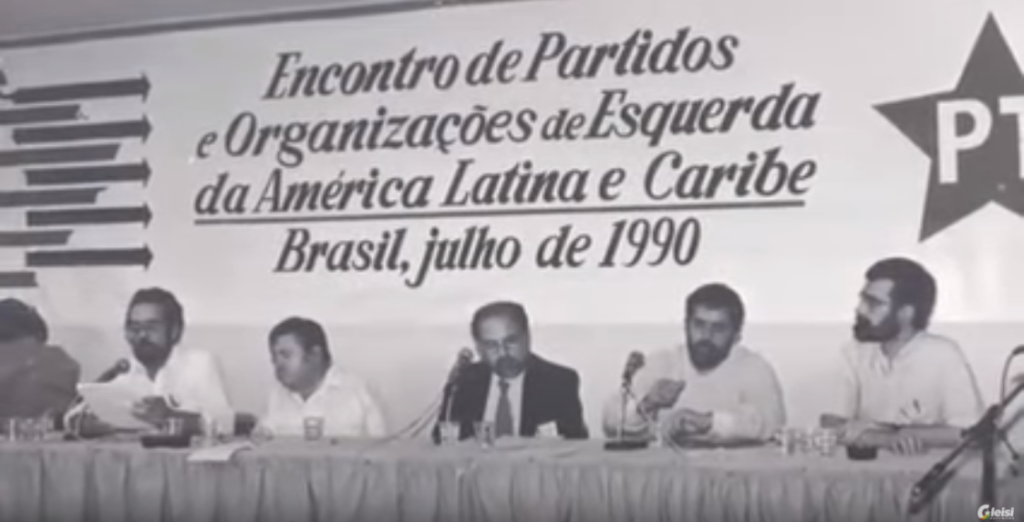 Primera reunión del Foro de Sao Paulo en 1990, celebrada en la ciudad del mismo nombre.Autor: captura de pantallahecha el 22/10/2020 a las 16:56 . Fuente: Gleisi Hoffmann