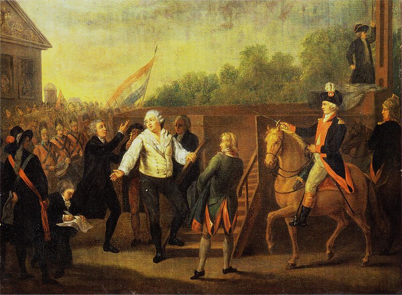 Ejecución de Luis XVI en la Plaza de la Concordia en 1793, acusado de traidor al pueblo francés. Autor: Charles Benazech, 1793. Fuente: histoire-image.org