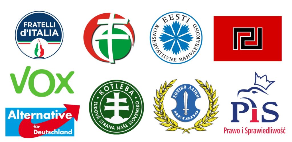 Logotipos de diversos partido político de extrema derecha