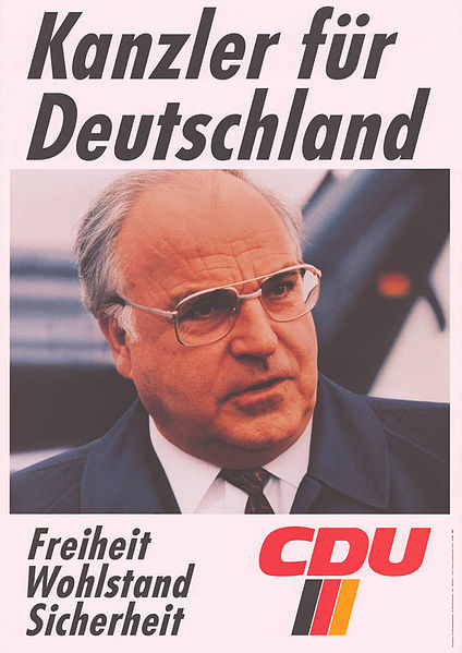Cartel electoral de Helmut Kohl en 1990 por el partido CDU, principal artífice de la reunificación alemana. Autor: CDU, 1990. Fuente: Archiv für Christlich-Demokratische Politik (ACDP) (CC BY-SA 3.0.)