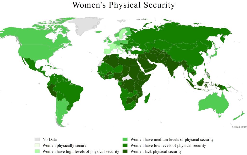 Mapa mundial de riesgo de violencia contra las mujeres (2011). Autor: WomanStats Project, 05/12/2011. Fuente: 
womanstats.org