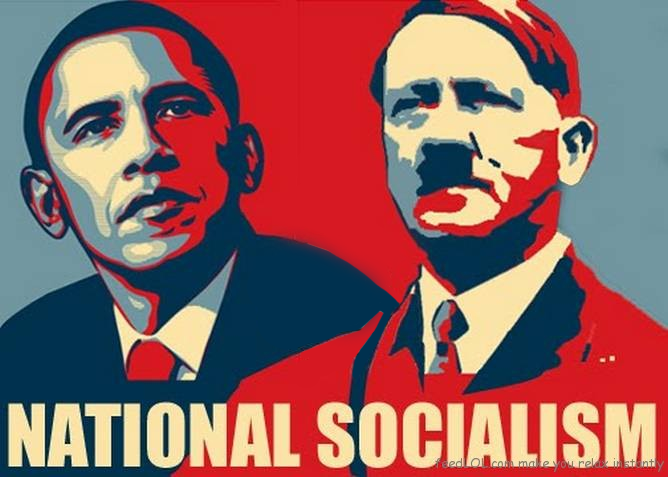 Principios. Cartel que compara al ex-presidente de EEUU Barack Obama con el dictador Adolf Hitler. Autor: Desconocido. Fuente: Nortedigital.mx