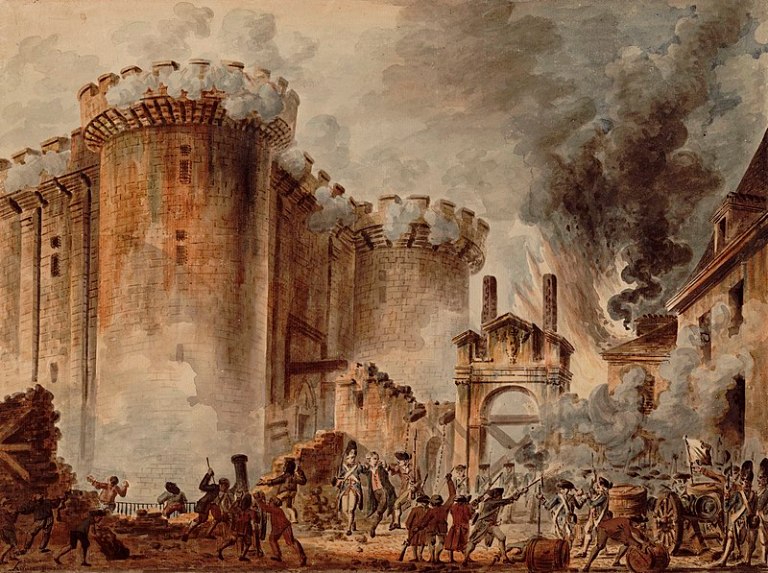 La toma de la Bastilla, uno de los momentos más importantes de la Revolución Francesa.
Autor: jean-Pierre HouËl, 1789. Fuente: Biblioteca Nacional Francesa.