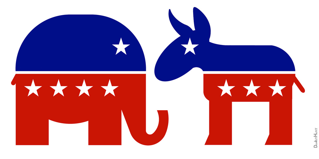 Logo del elefante del partido republicano y el burro del partido demócrata.
Autor: Pixy. Fuente: Pixy (CC BY-NC-ND 4.0).