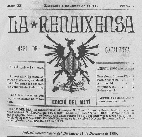 La Renaixença, publicación de finales del siglo XIX cuya simbología es utilizada por la extrema derecha independentista.