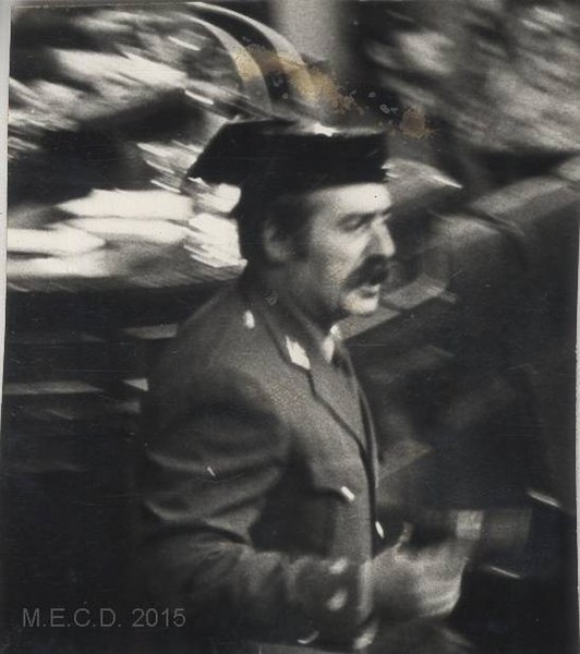 Antonio Tejero, teniente coronel de la Guardia Civil durante el 23F(archivo). Agencia EFE, 1981 Fuente: Biblioteca Virtual de Patrimo Bibliográfico (CC BY 4.0.)