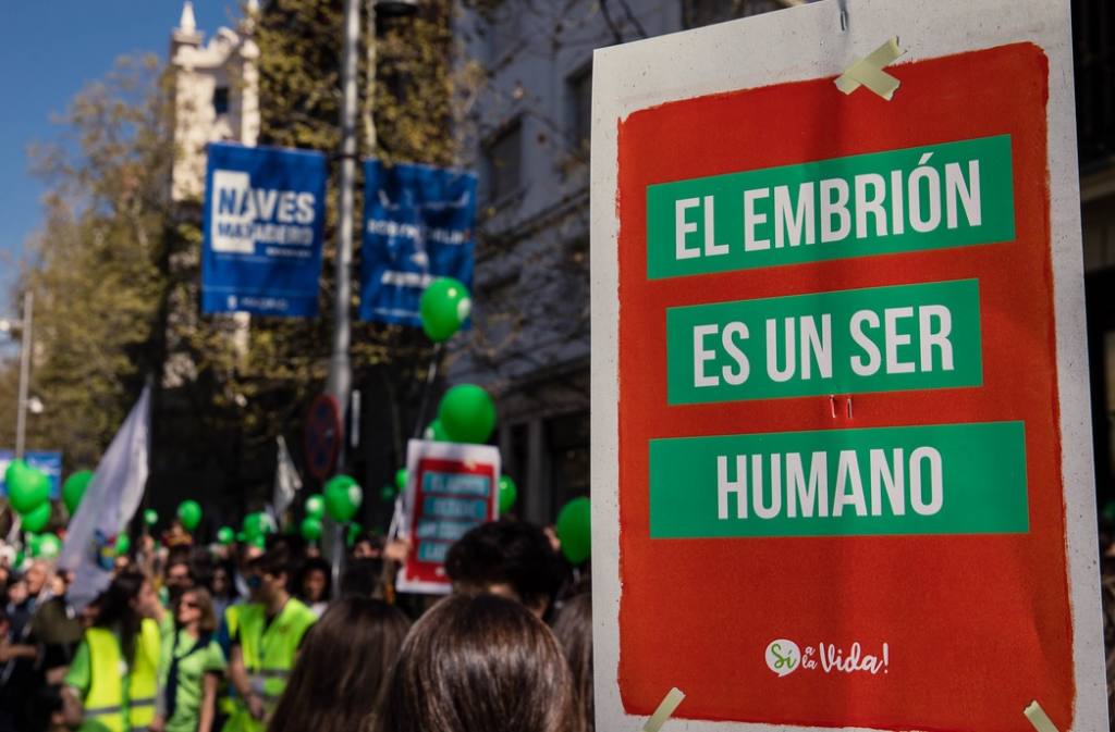 Manifestación Sí a la vida, en contra del aborto, autoritarismo. Autor: Vox España, 24/03/2019. Fuente: Flickr