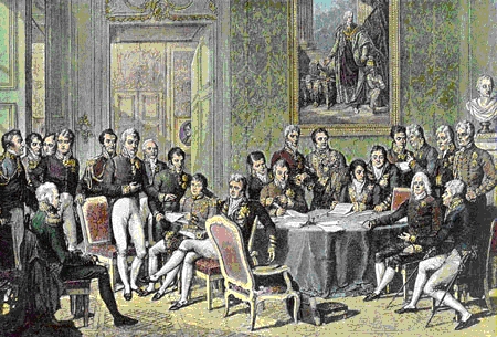 Fotografía del Congreso de Viena, reunión en la que las grandes potencias europeas acordarían el nuevo orden en el continente tras los sucesos de la Revolución francesa. Autor: Jean-Baptiste Isabey, 1815.