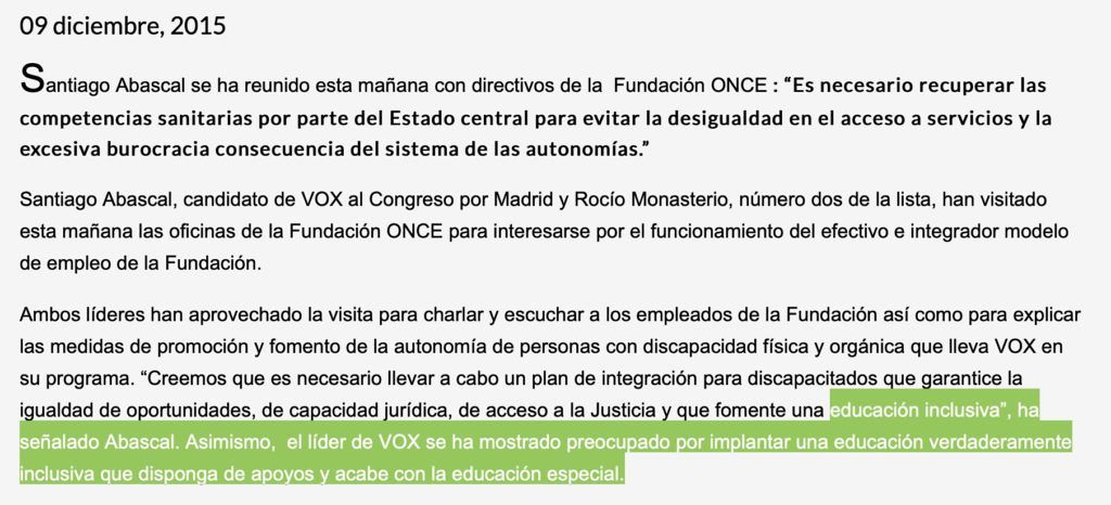 Programa electoral de Vox en 2016. Autor: Captura de pantalla realizada el 29/07/2021 a las 10:15h. Fuente: voxespana.es