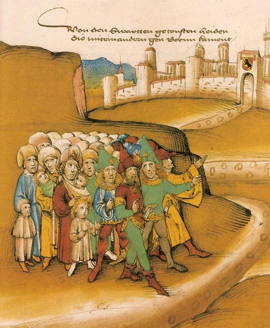 Gitanos fuera de la ciudad de Berna (Suiza). Autor: Diebold Schilling, 1445
