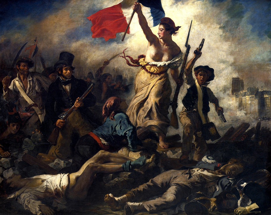 La libertad guiando al pueblo, obra artística que representa la Revolución francesa y sus 3 principios: igualdad, libertad y fraternidad. 