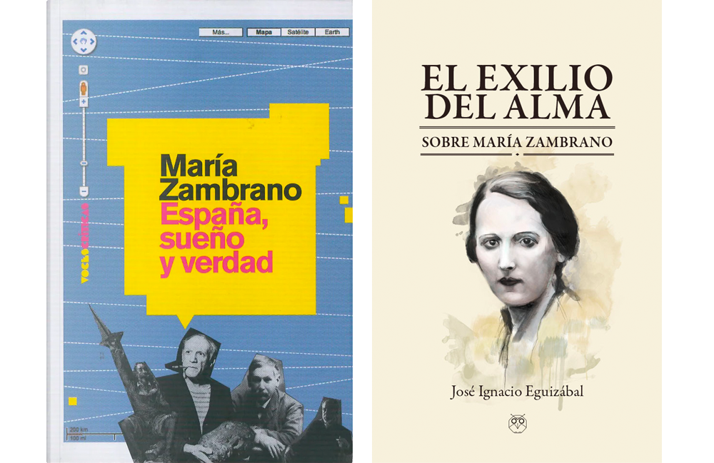 Izquierda: Portada de un libro de María Zambrando. Derecha: Libro sobre María Zambrano (Fair Use)
