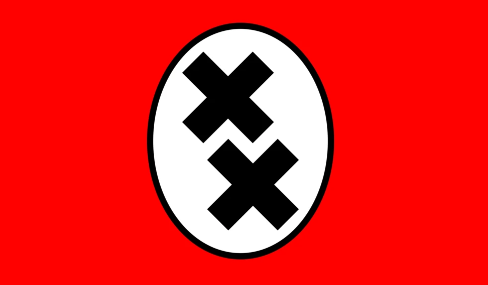 Recreación de la bandera y logotipo de Tomania, cuyo parecido con la bandera nazi es bastante obvio