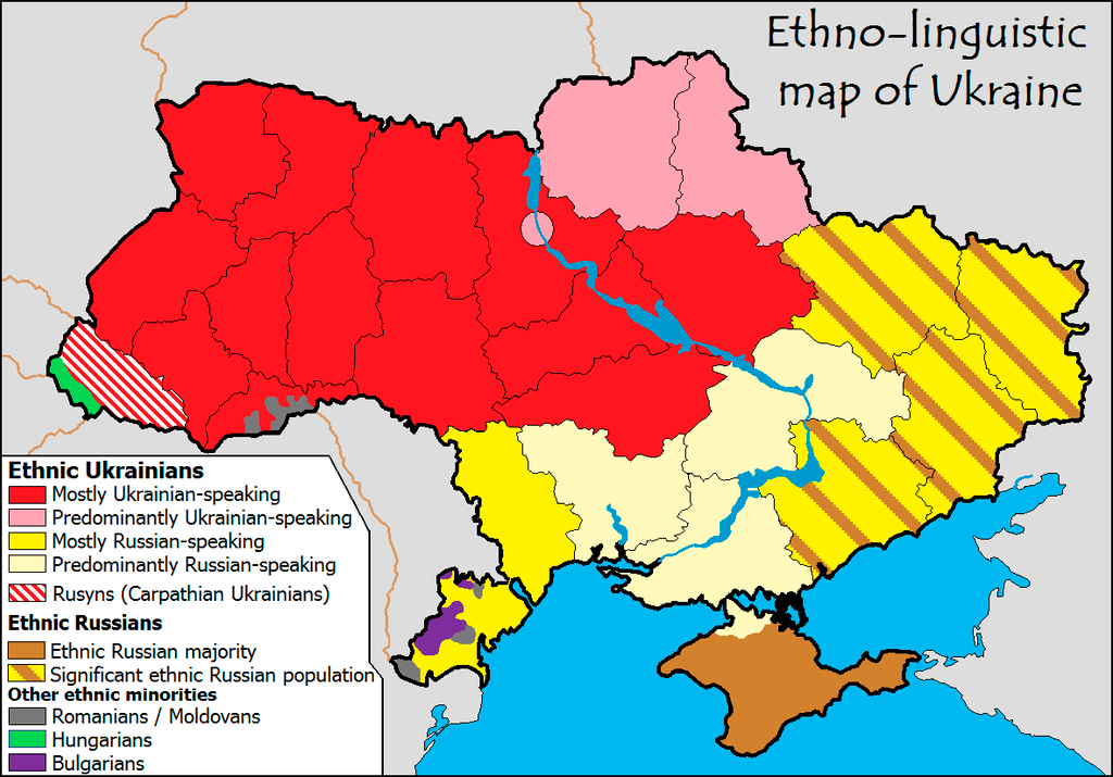 Mapa étnico-lingüístico de Ucrania. Autor y fuente: Wikimedia Commons (CC BY-SA 4.0)
