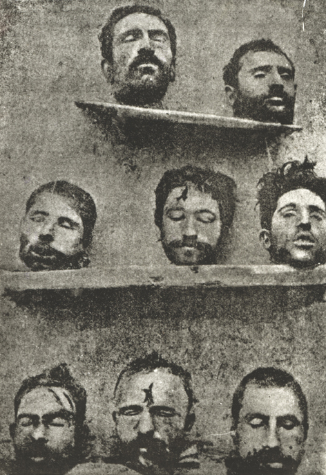Cabezas de armenios asesinados expuestas en 1915