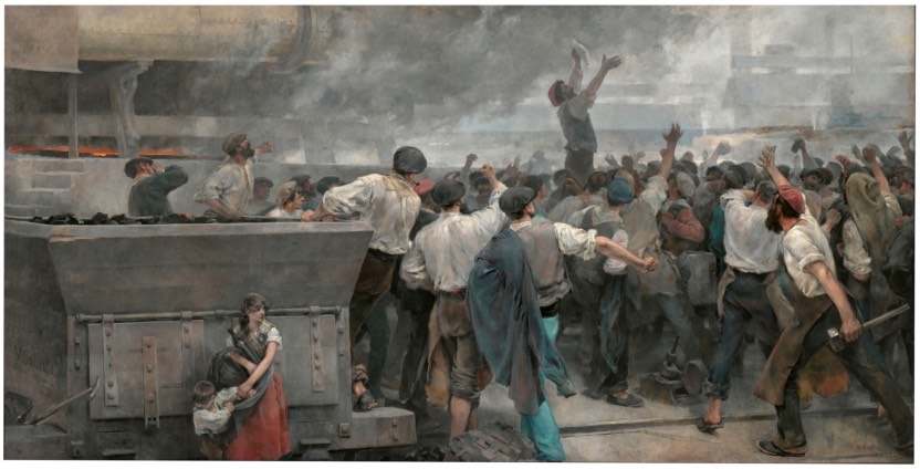 Una huelga de obreros en Vizcaya, cuadro de Vicente Cutanda y Toraya, 1892.