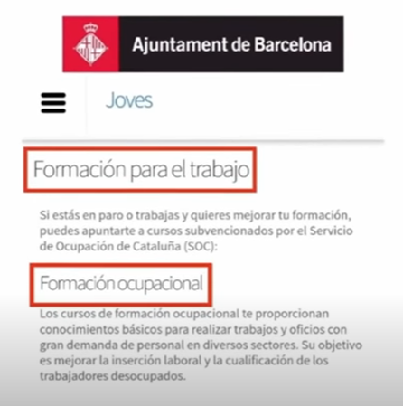 Captura de la web del Ayuntamiento de Barcelona